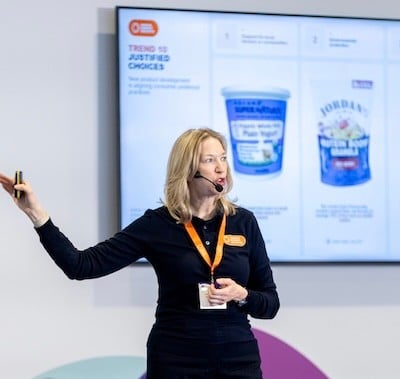 Speaker on stage at Fi Europe