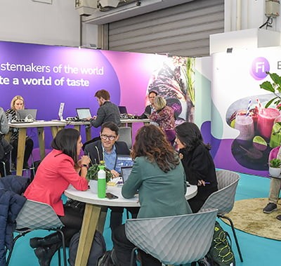 Lounge with people networking at Fi Europe